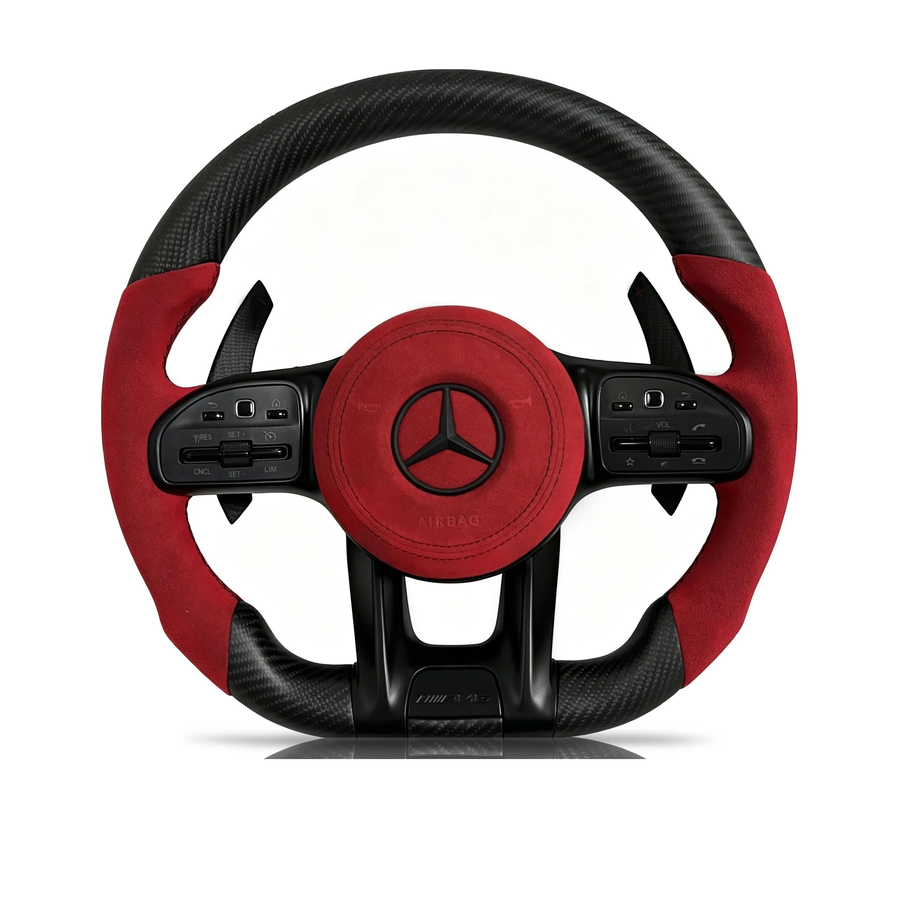 Steering wheel on a clean white background