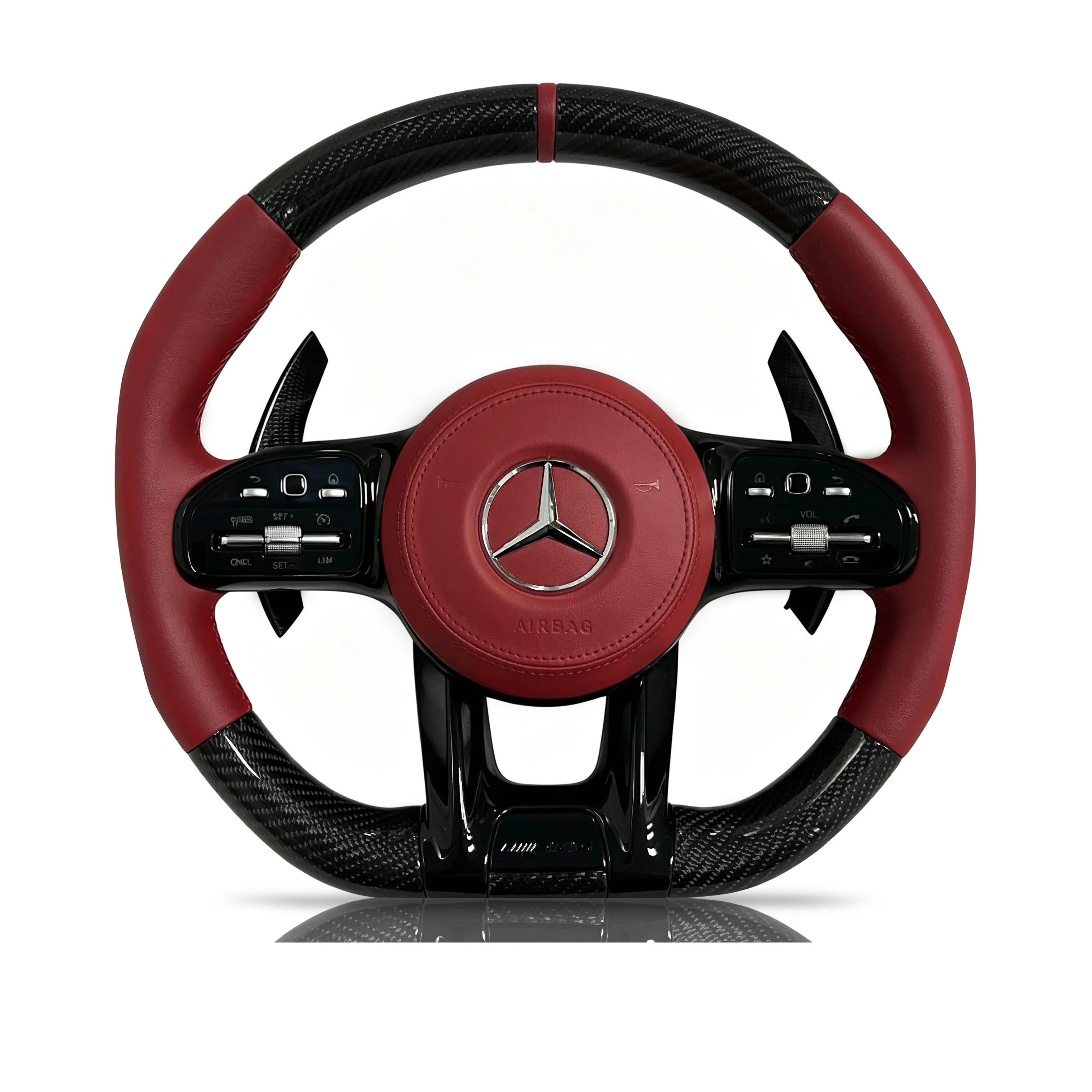 Steering wheel on a clean white background