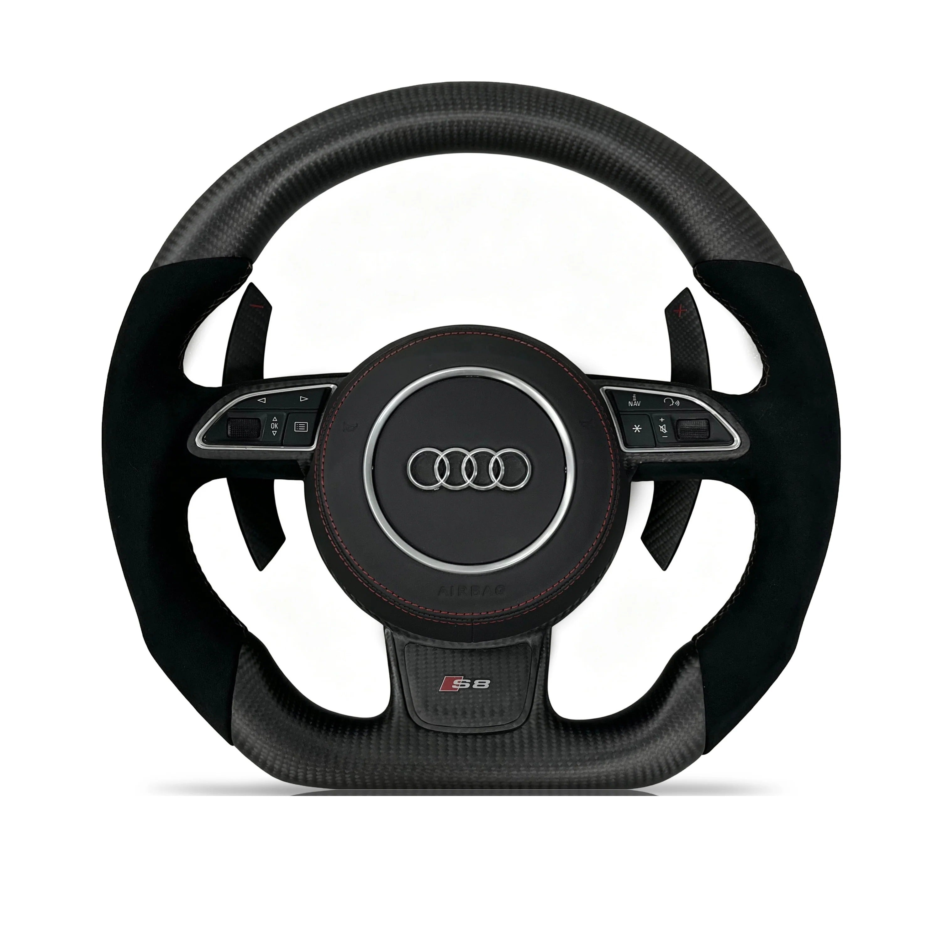 Steering wheel on a clean white background