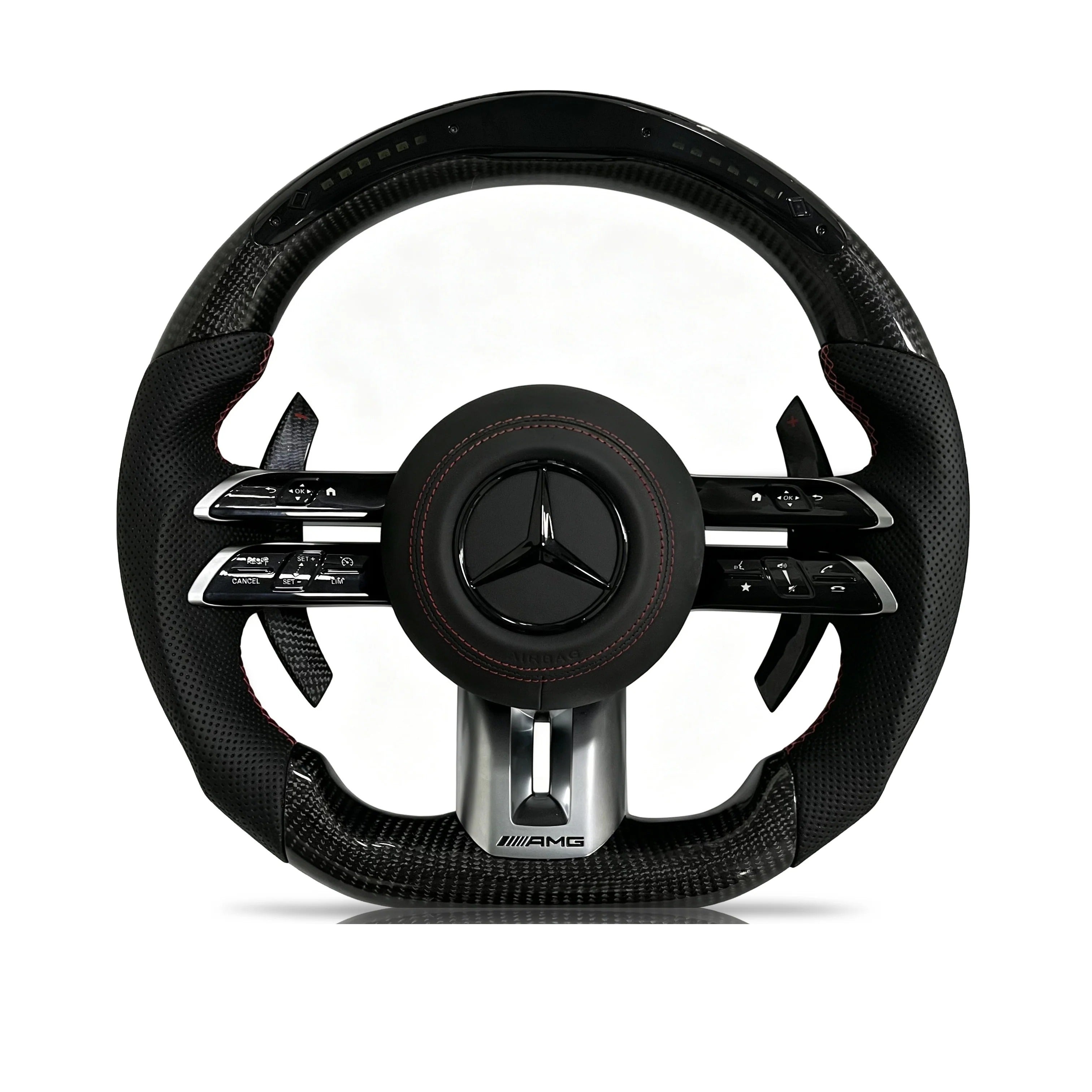 Steering wheel on a clean white background