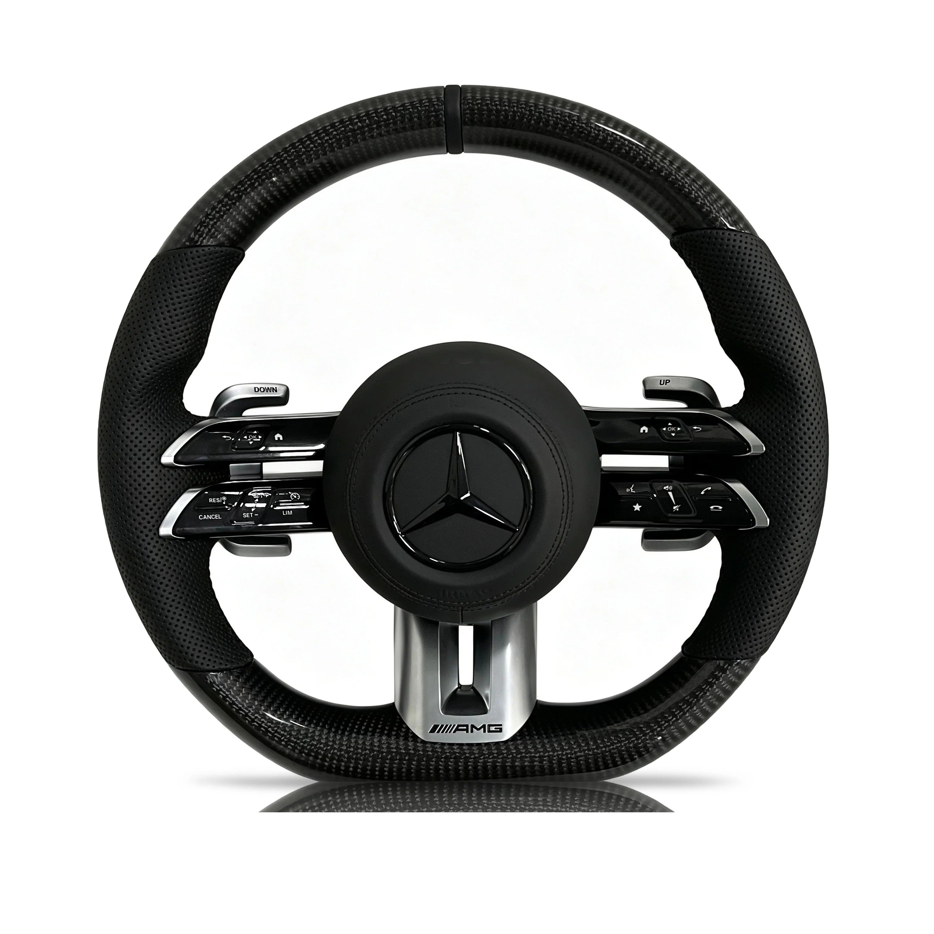 Steering wheel on a clean white background