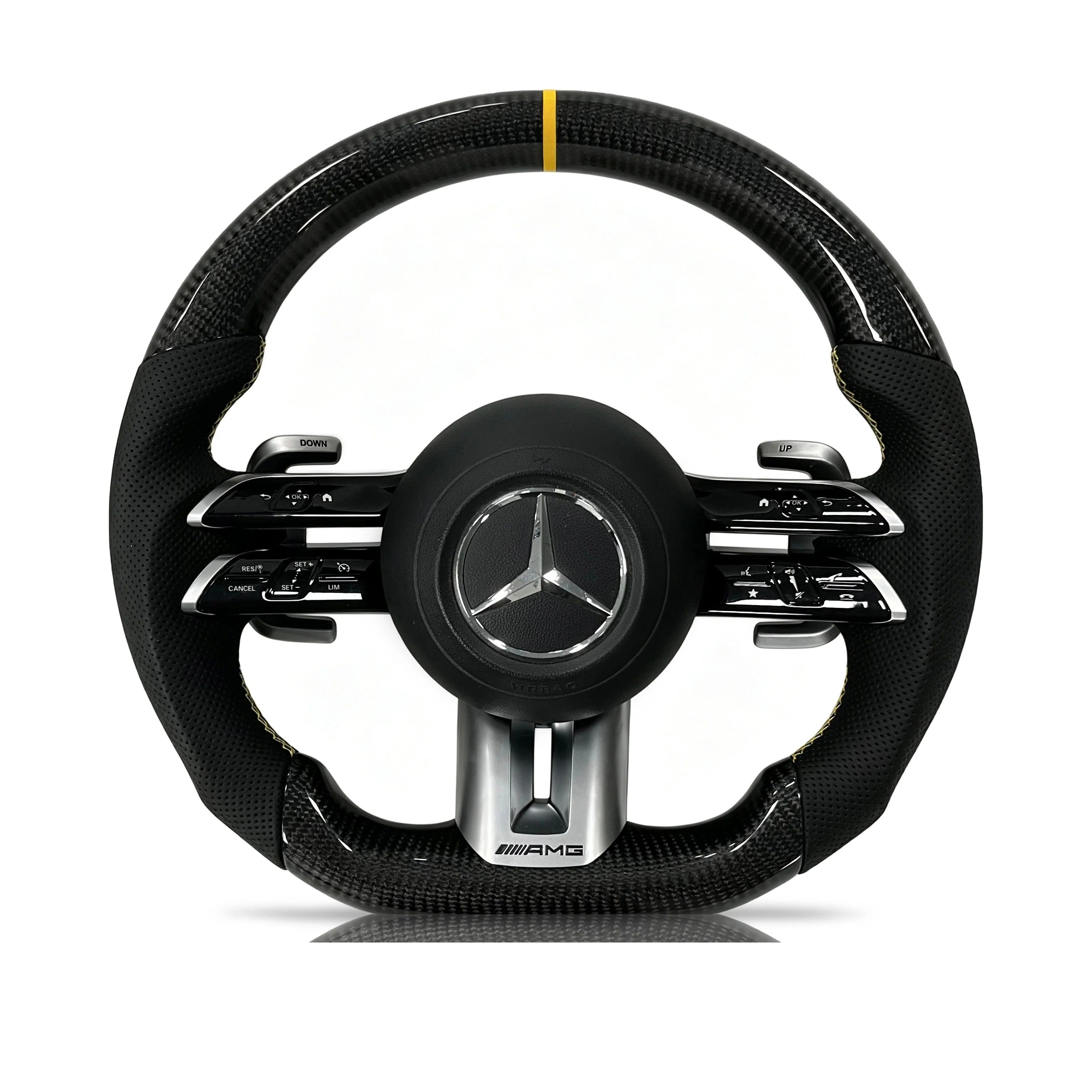 Steering wheel on a clean white background