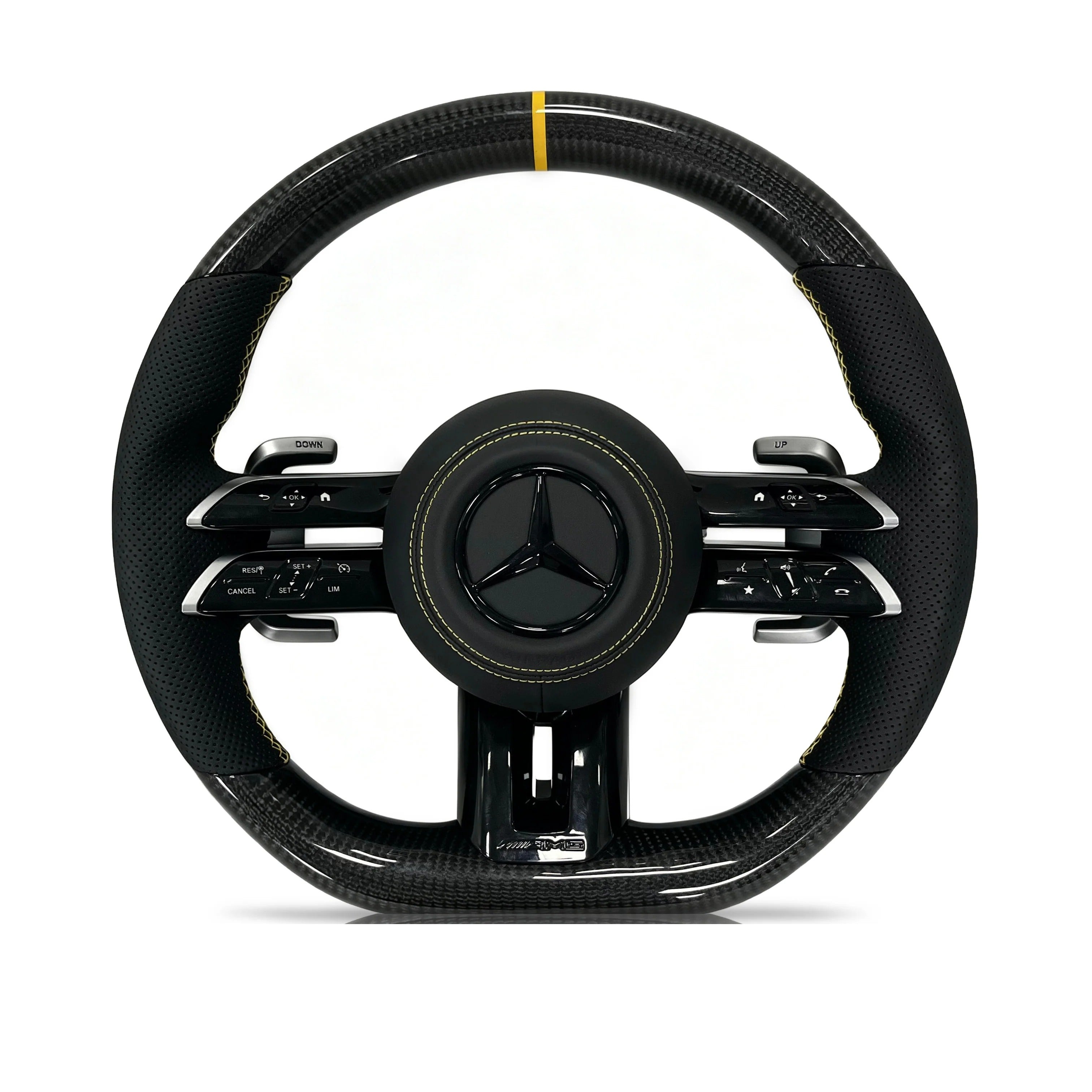 Steering wheel on a clean white background