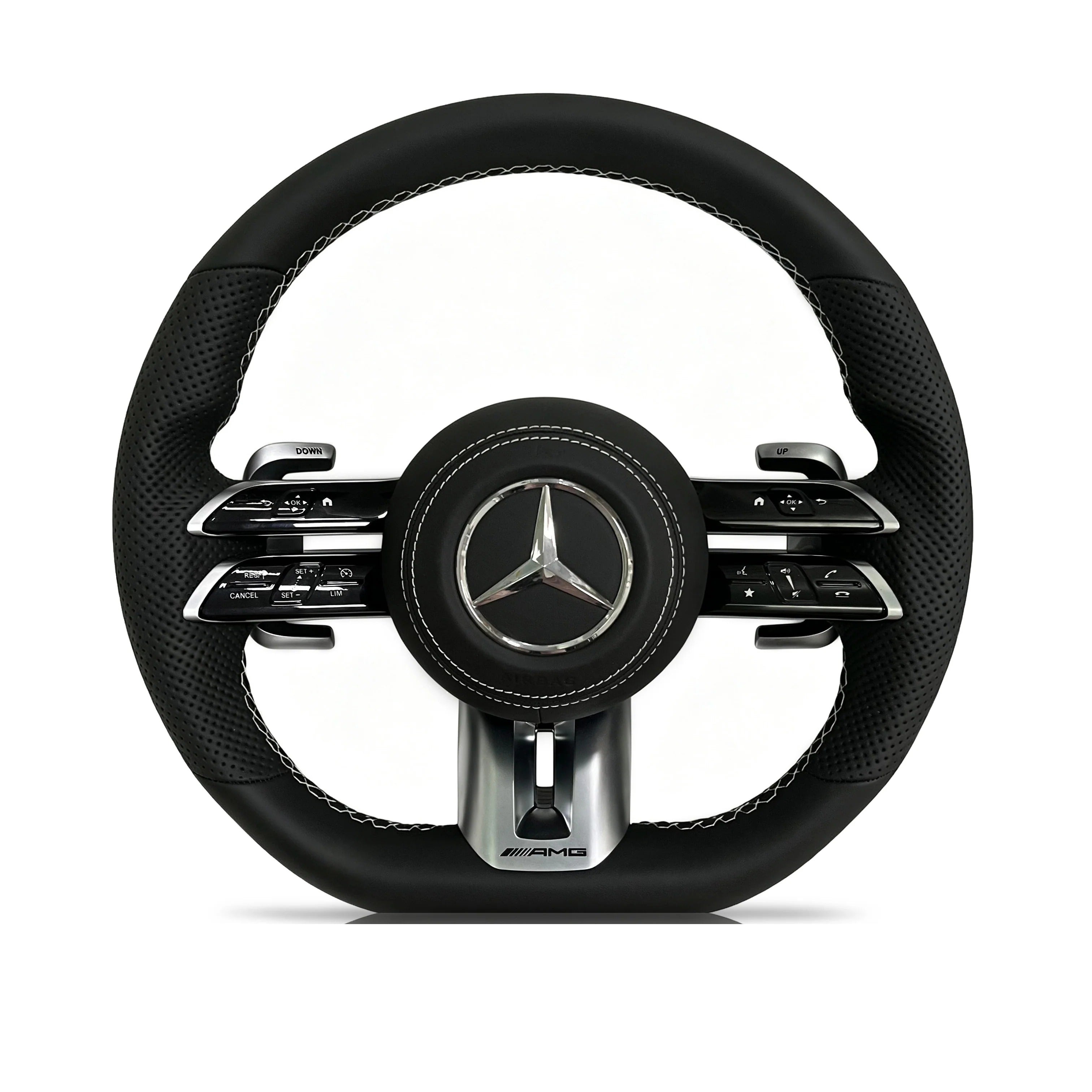 Steering wheel on a clean white background