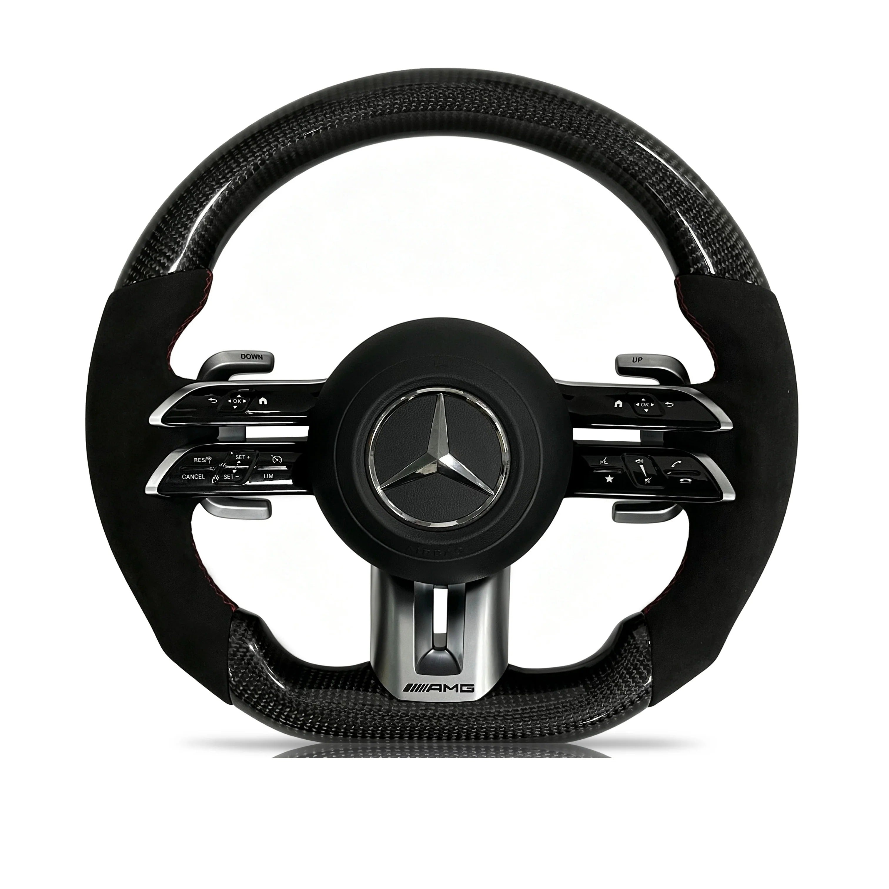 Steering wheel on a clean white background