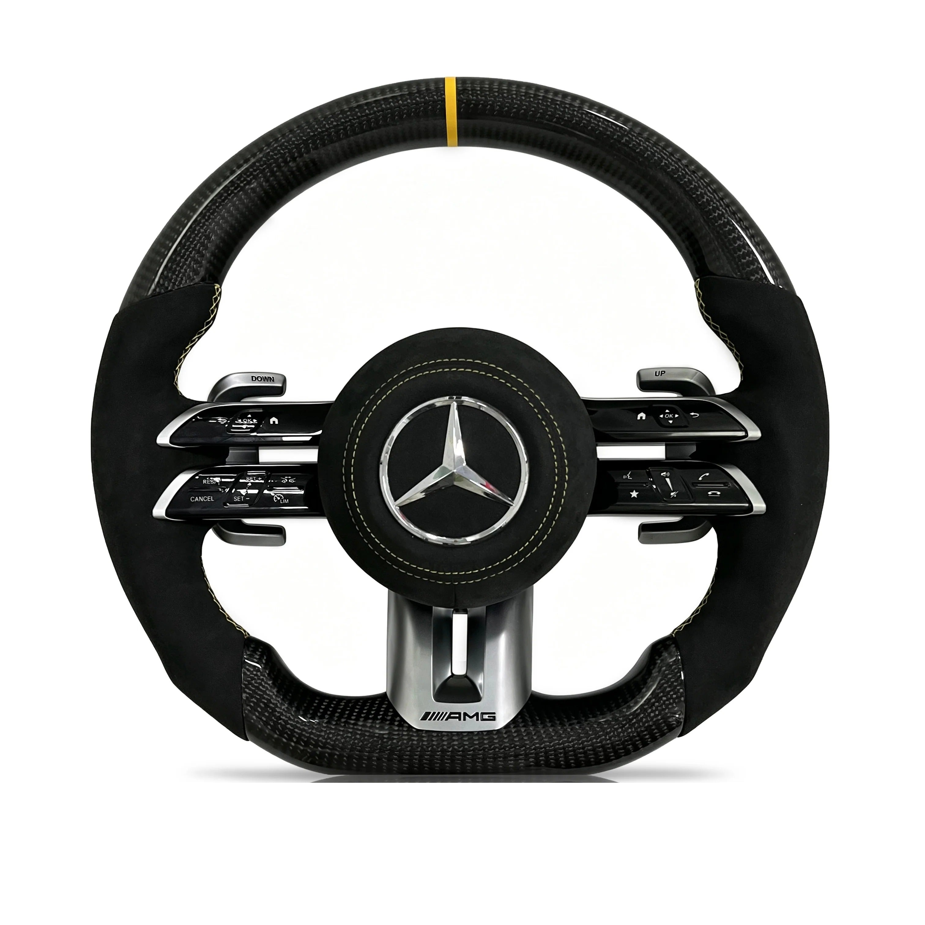 Steering wheel on a clean white background