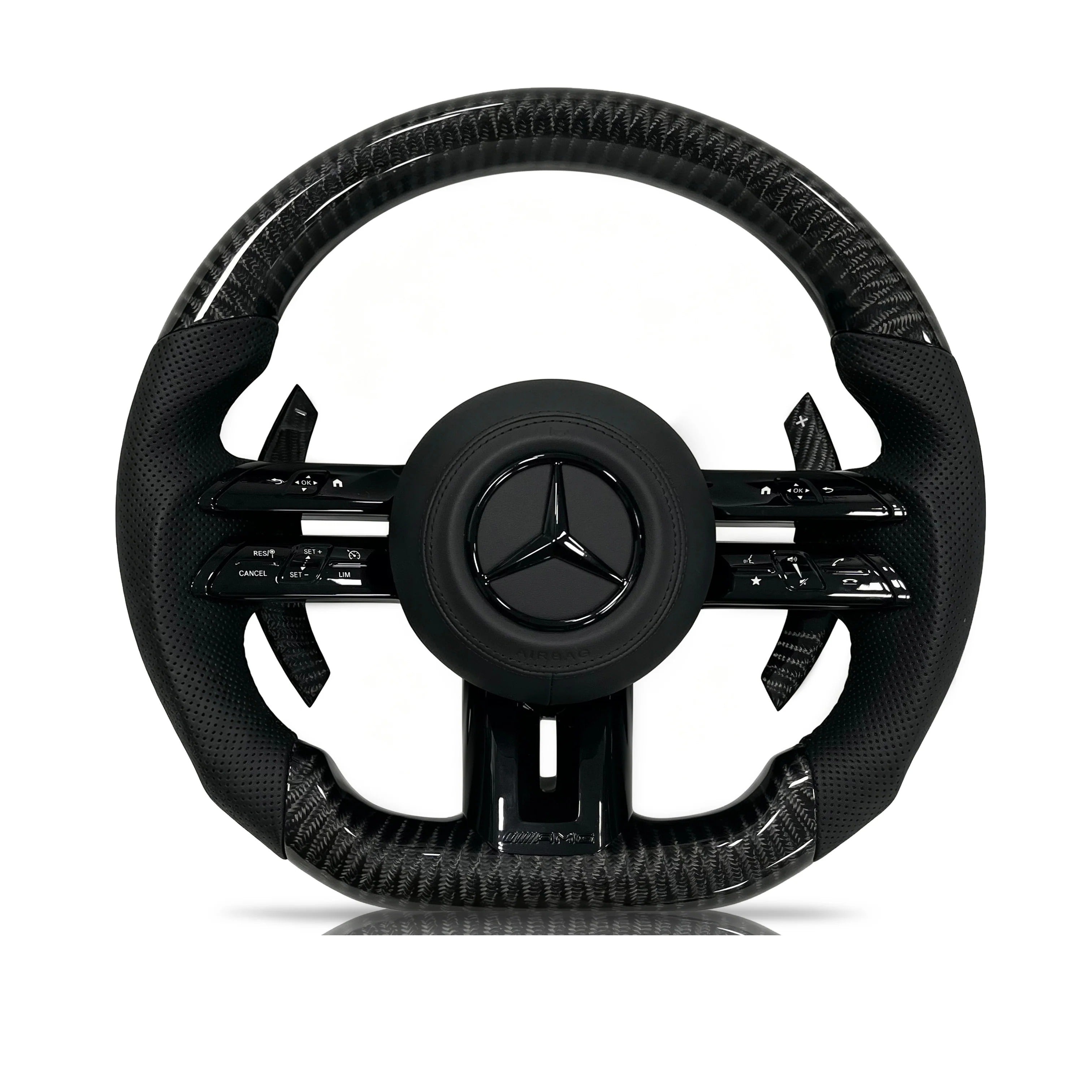 Steering wheel on a clean white background