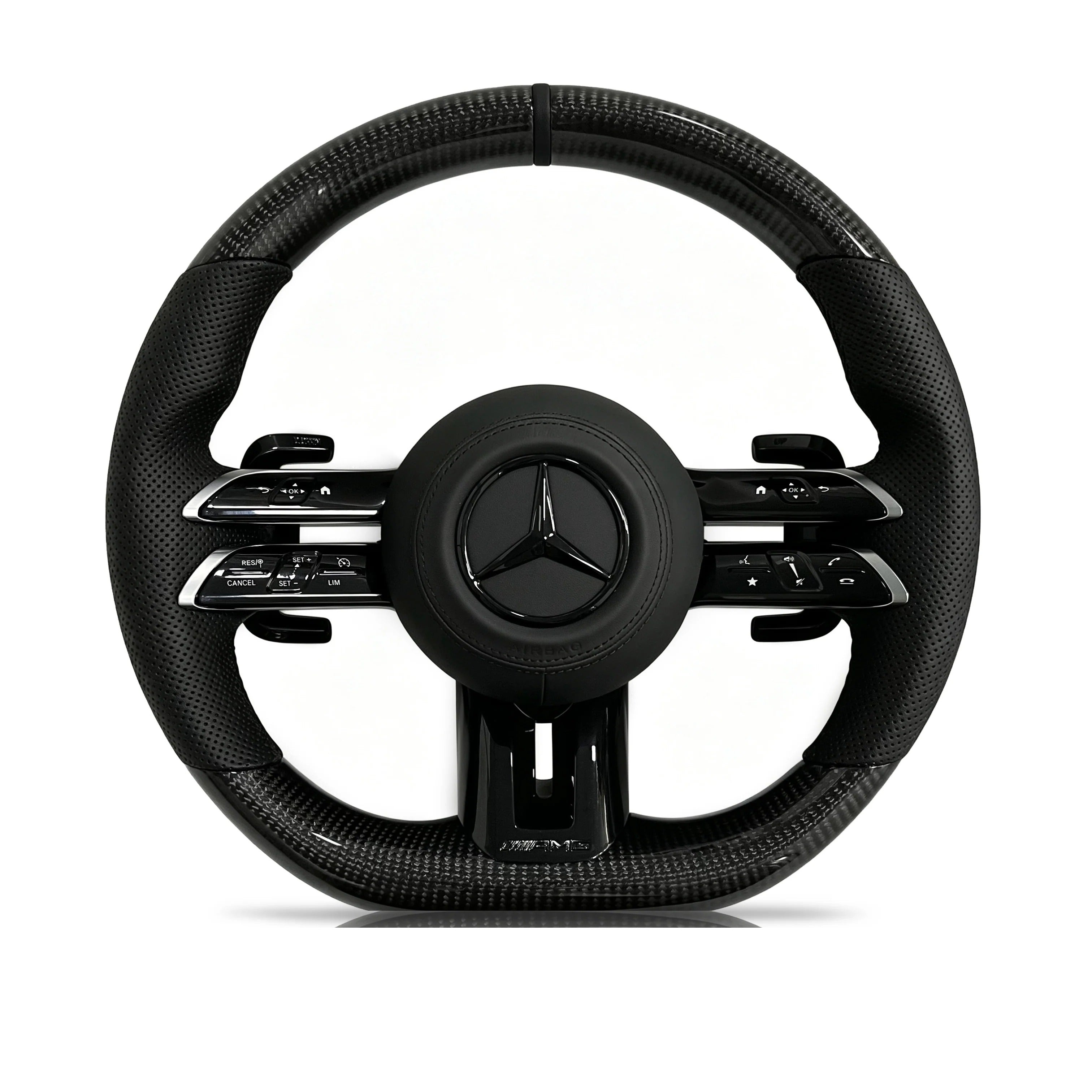 Steering wheel on a clean white background