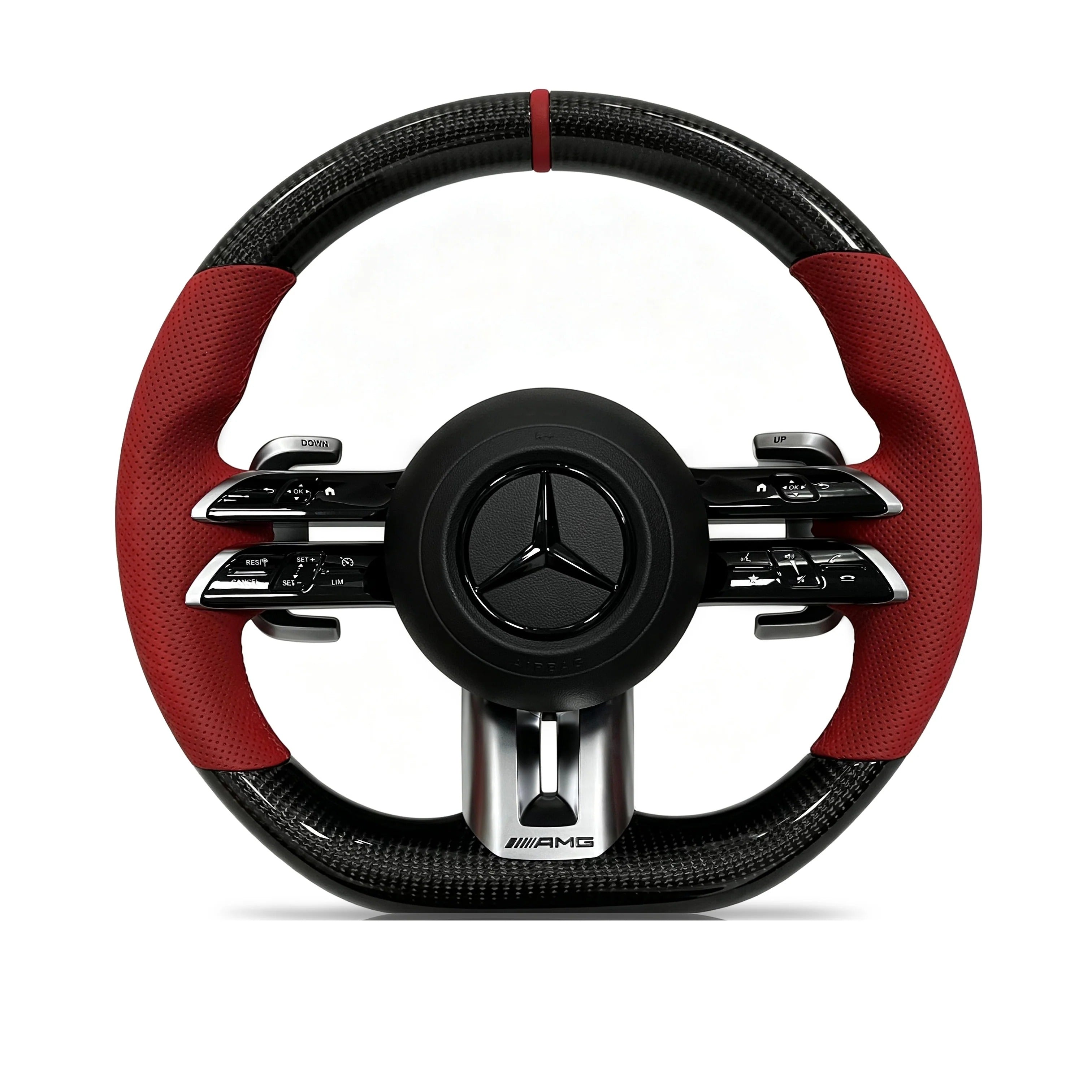 Steering wheel on a clean white background