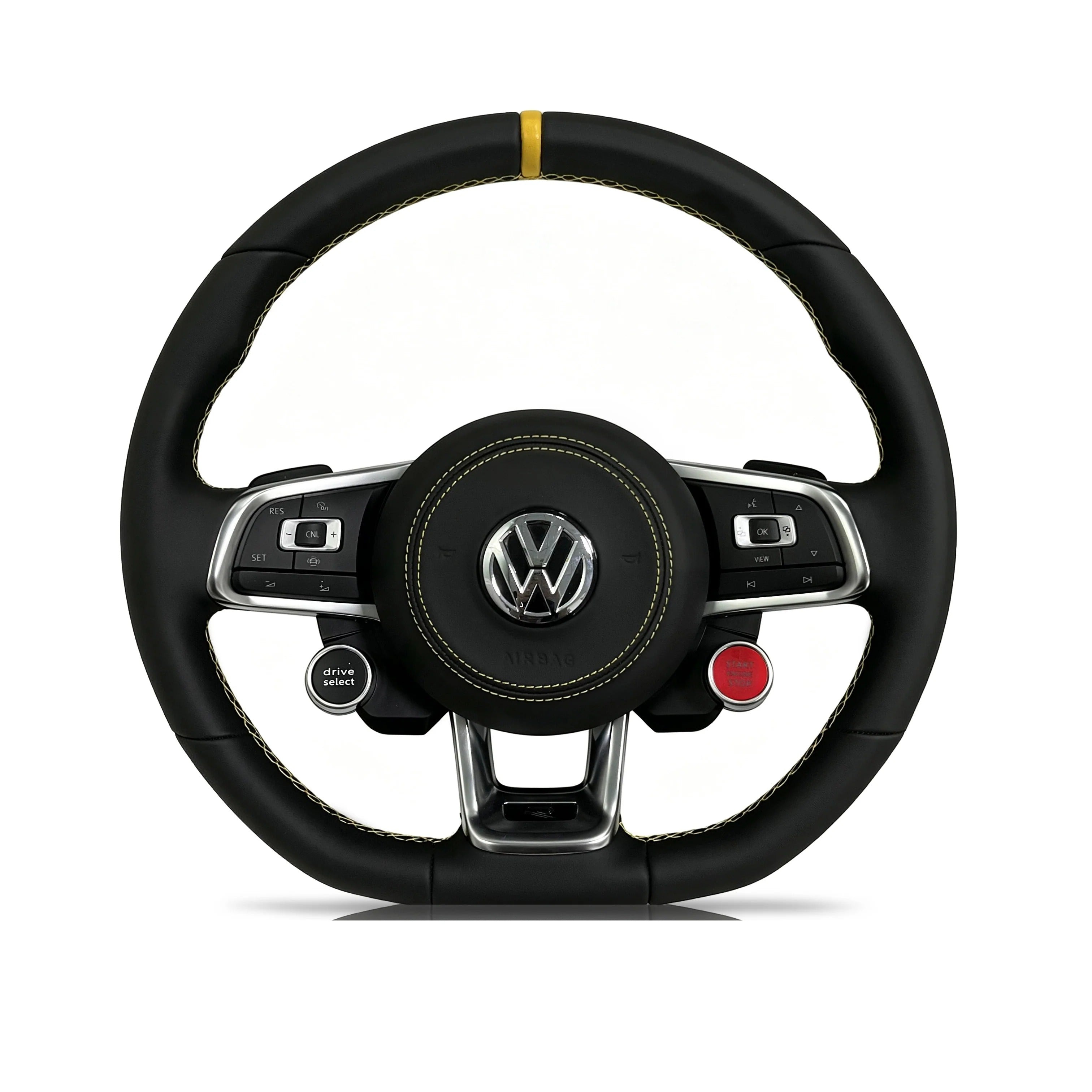 Steering wheel on a clean white background