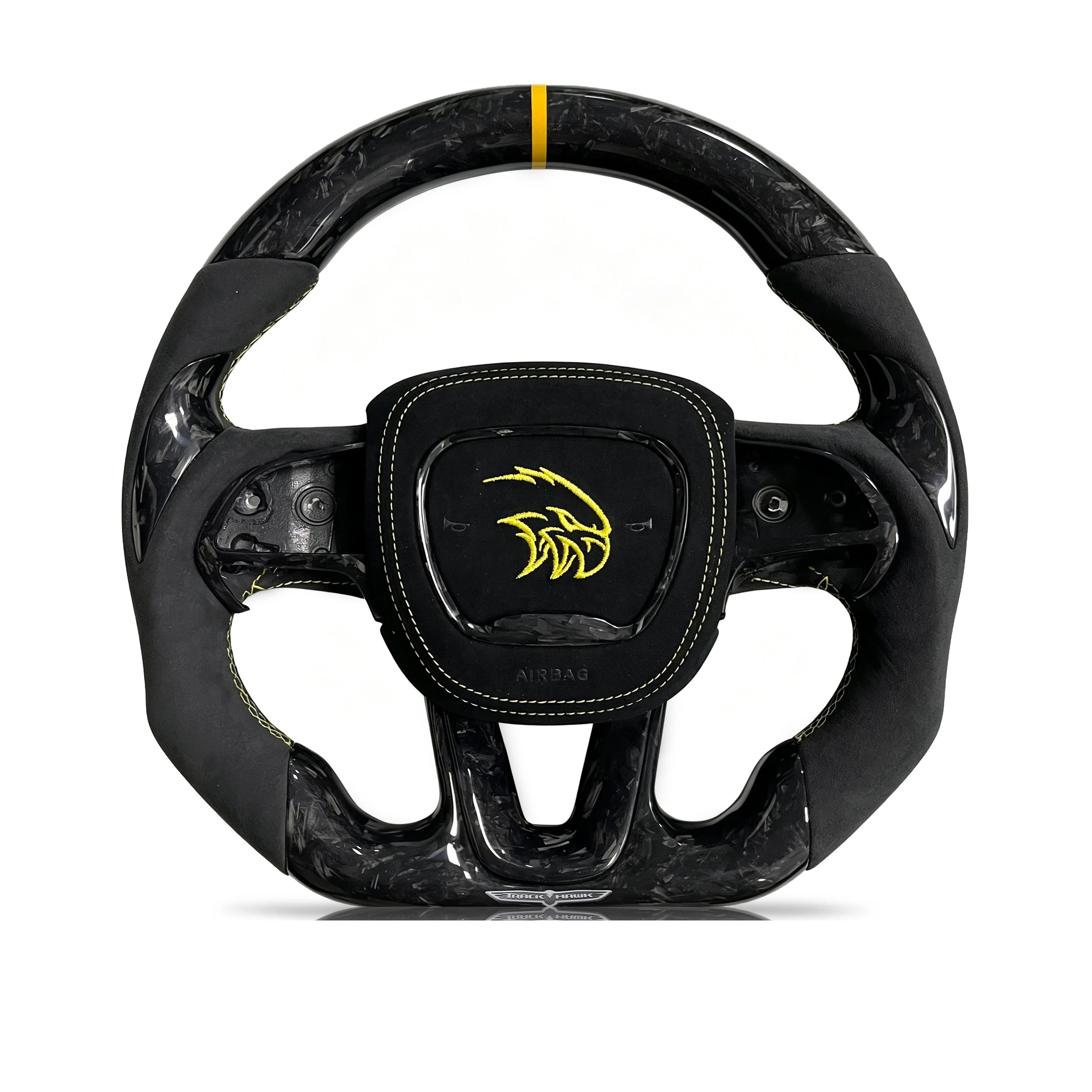 Steering wheel on a clean white background