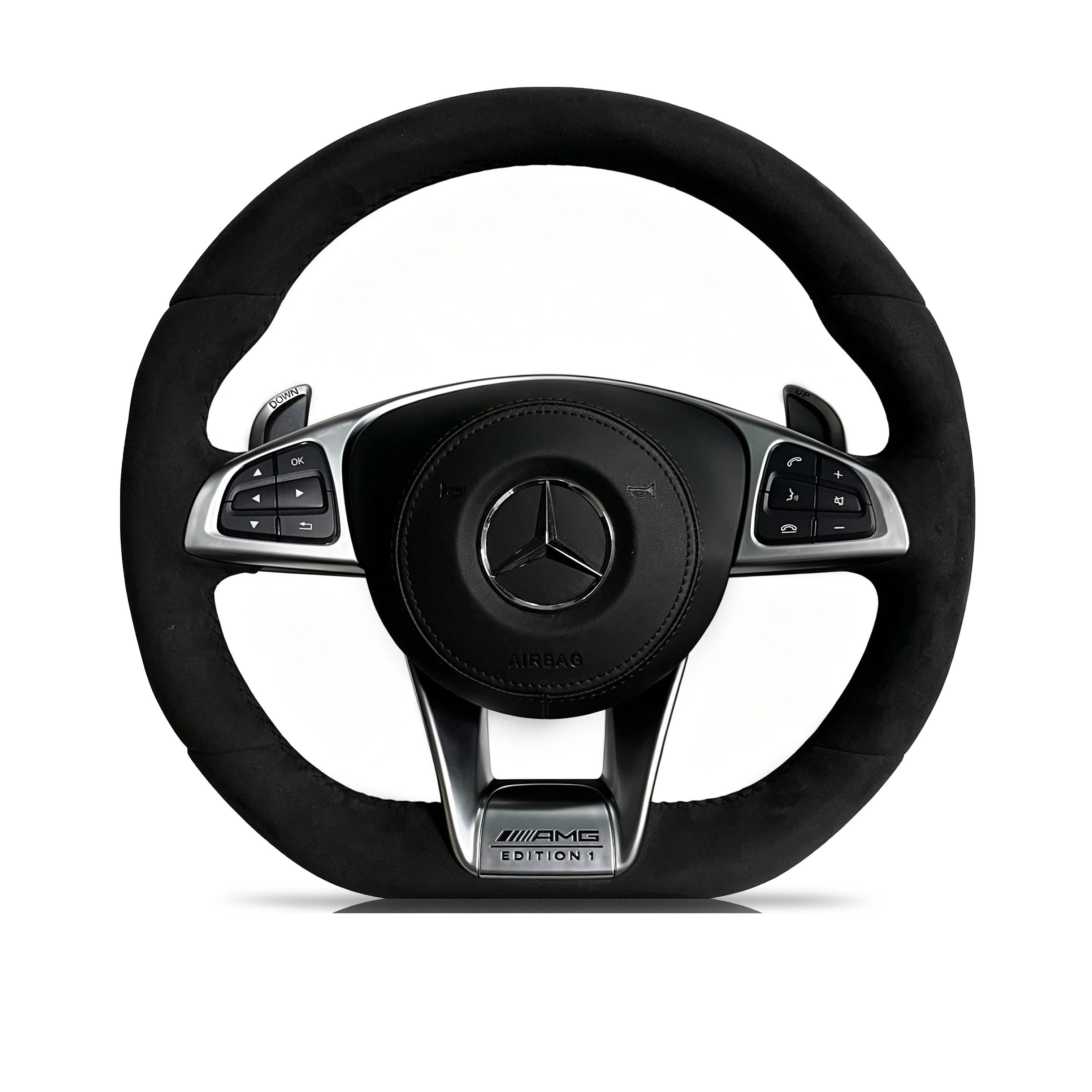Steering wheel on a clean white background