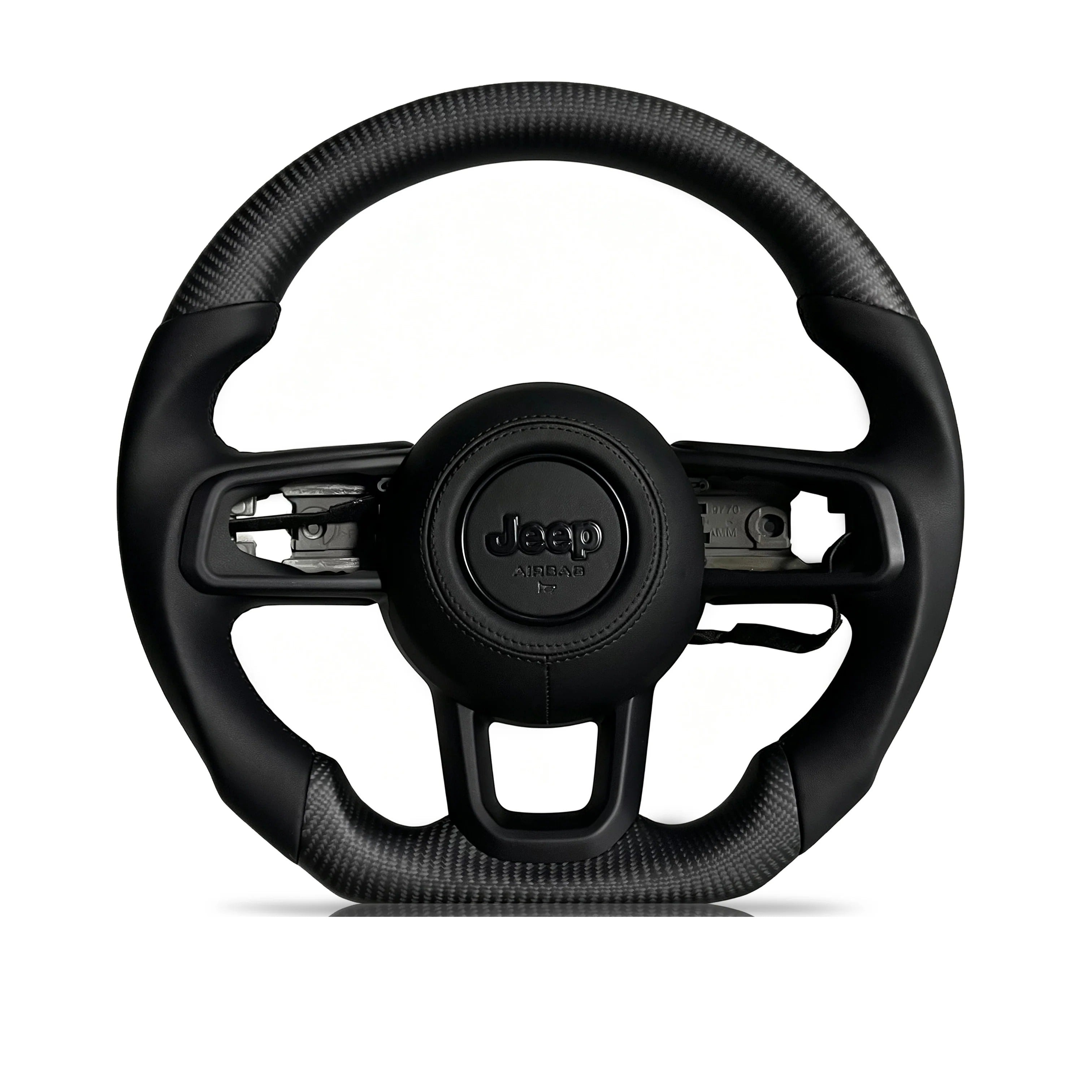 Steering wheel on a clean white background