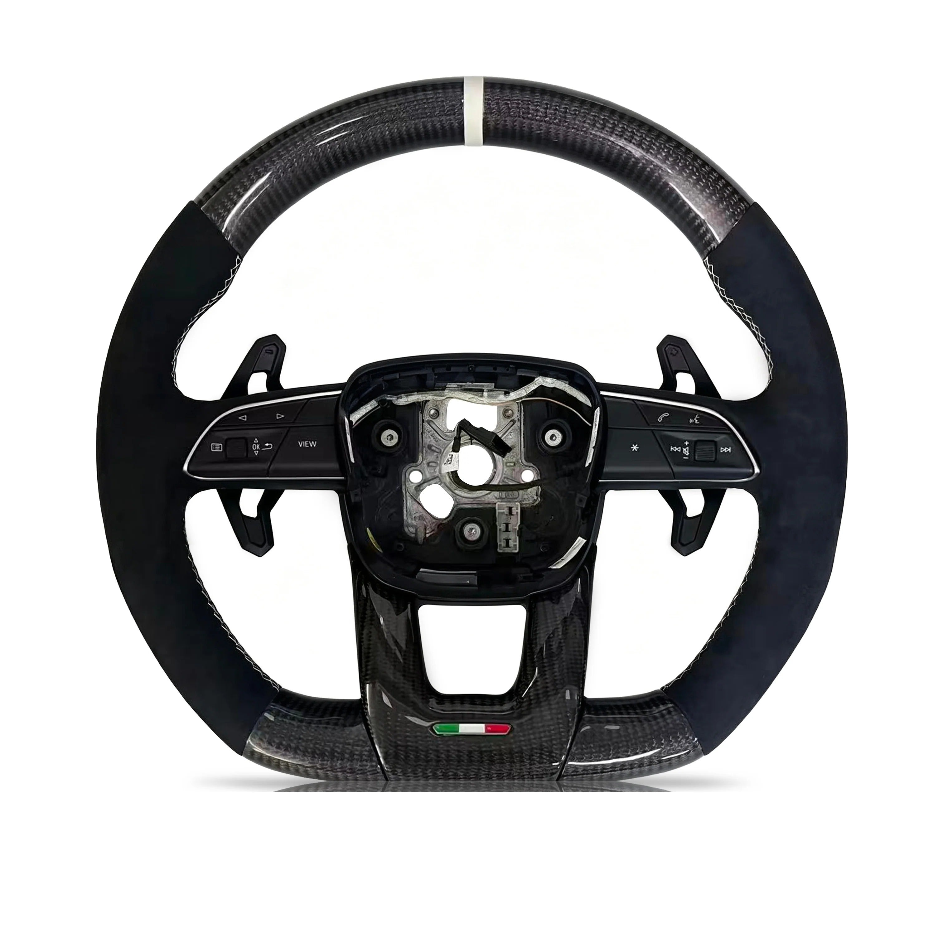 Steering wheel on a clean white background