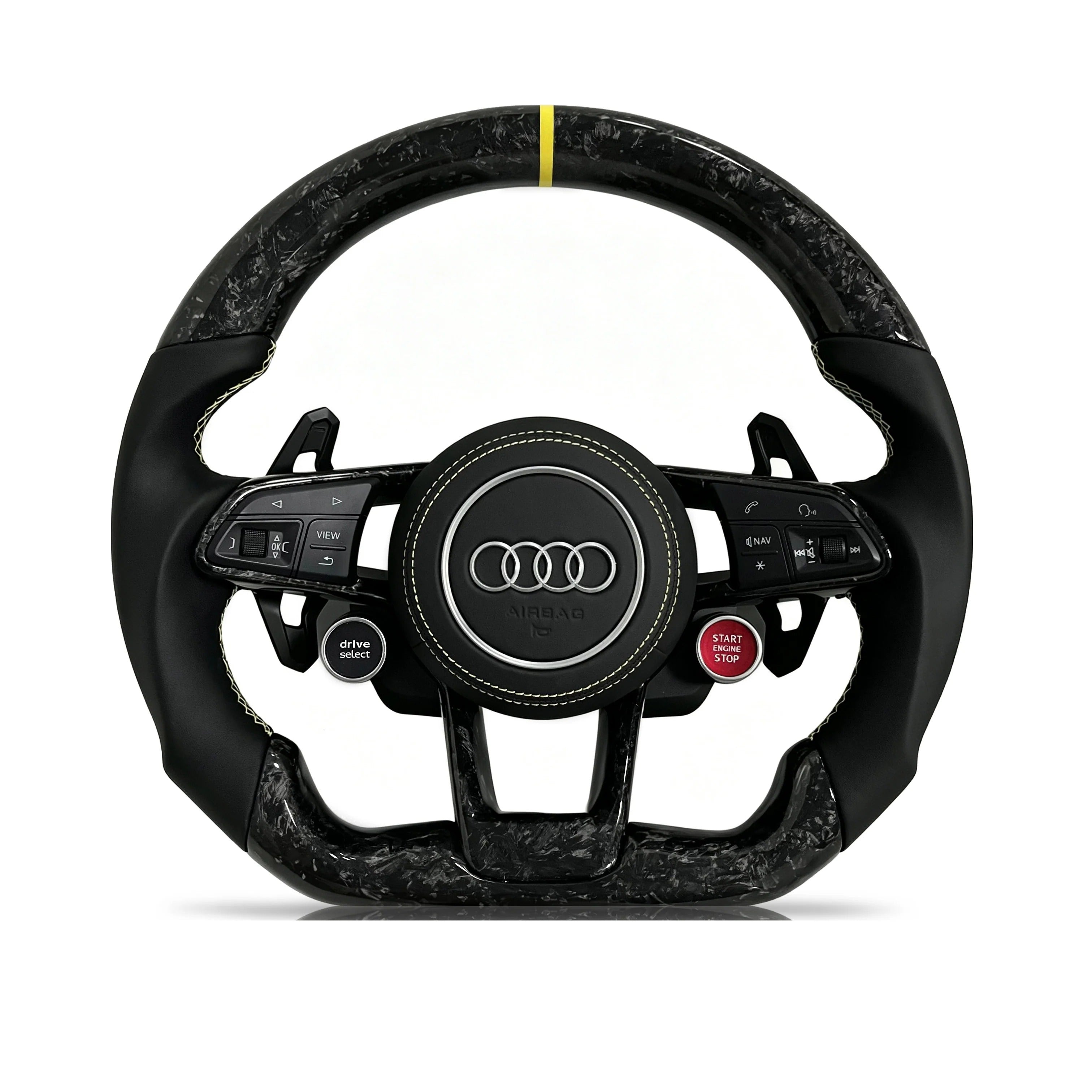 Steering wheel on a clean white background